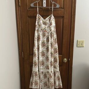 Floral White Spaghetti Strap Dress
